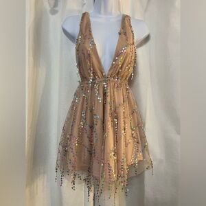 Selfie Leslie Women’s Ariana Sequin Party Dress Nude Size XS